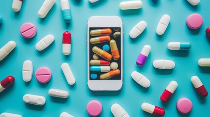 Mobile health apps for monitoring medication side effects   AI generated illustration - obrazy, fototapety, plakaty