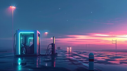 Modern transportation plugged in for energy refill AI generated illustration - obrazy, fototapety, plakaty