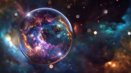 Molecule inside Liquid Bubble reflecting light in a   AI generated illustration