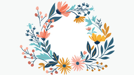 Fototapeta na wymiar Wreath. Hand drawn decorative floral element. doodl