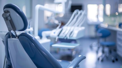 Fototapeta premium Out-of-focus view of a dentist working on a patients AI generated illustration