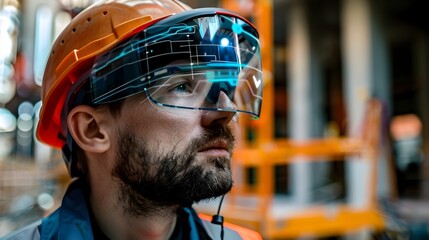 High-Tech Construction Helmet with Augmented Reality Display Enhancing Real-Time Visualization and Precision on the Job Site