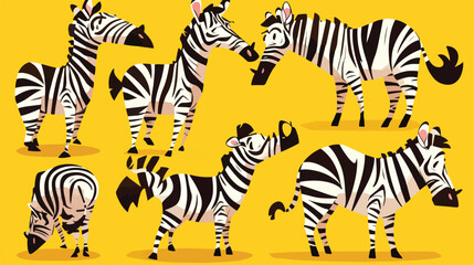Fototapeta na wymiar Zebra with dizzy eyes illustration 2d flat cartoon