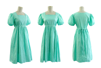 Vintage style dress on mannequin sewing dress.