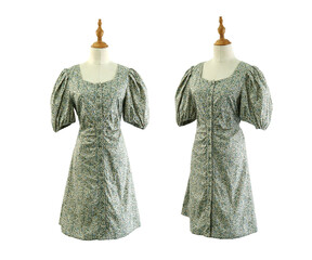 Vintage style dress on mannequin sewing dress.