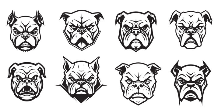Bulldog Vector Collection . Unique and Vintage Inspired Canine Illustrations Retro Bulldog Vector Collection