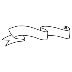 Elegant Ribbon Banner Line Art Vector Illustration