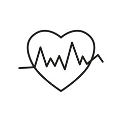 Heartbeat. Vector illustration in flat style.Heart icon with cardiogram.