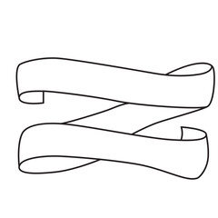 Elegant Ribbon Banner Line Art Vector Illustration