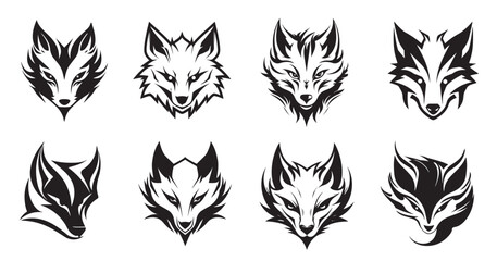Set of Fox Gaming Mascot logo. for Gaming logo brands, for designs fox mascot logo collection. e sport logotype. Abstract illustration - obrazy, fototapety, plakaty