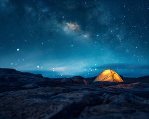 Starry Skies and Camping Adventure in a Remote Wilderness Landscape