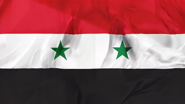Syria National Arab Republic Flag rippled isolated on white background illustration. used by the Assad government