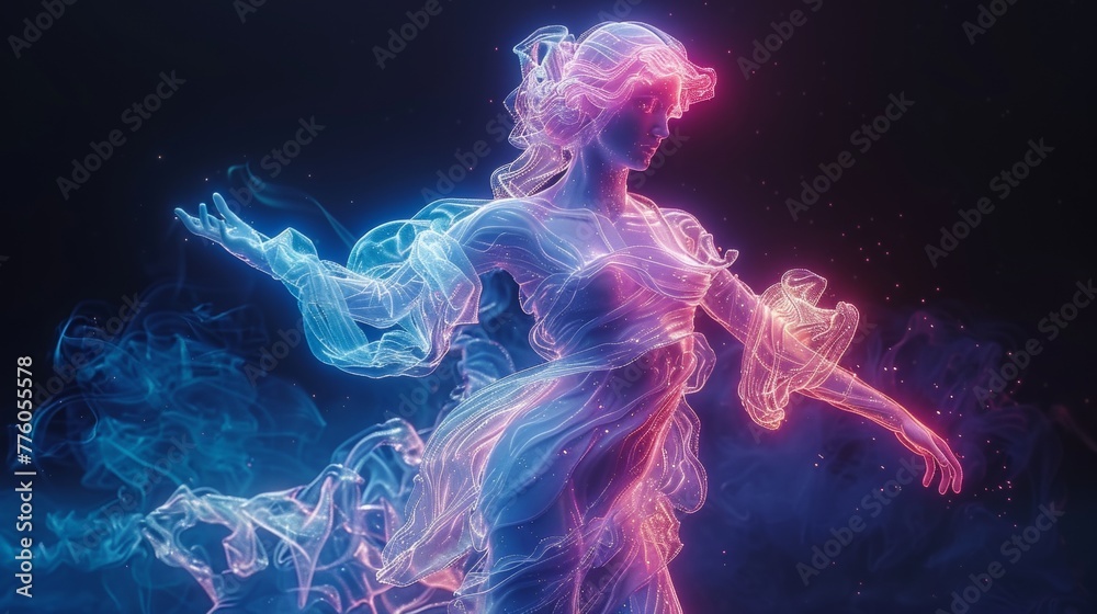 Poster a concept banner depicting the birth of venus. blockchain technology applied to digital crypto art, 