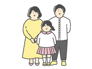 Obraz premium 若い夫婦と子供の家族イラスト
