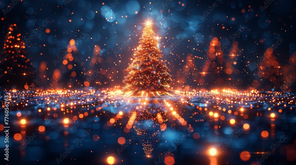 Poster greeting card for the new year and merry christmas in cyberpunk style. year 2023 digital banner of e