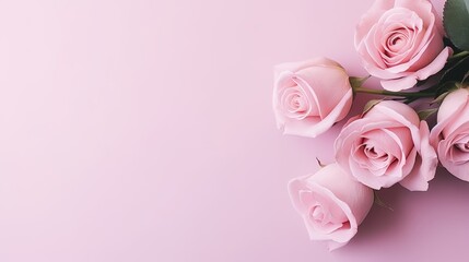 Blush pink roses on solid background - obrazy, fototapety, plakaty