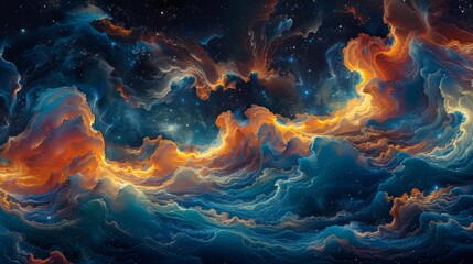Dreamlike depiction of the Challenger Deep, with swirling colors and fantastical elements. - obrazy, fototapety, plakaty
