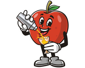 Apple is making cocktail cartoon mascot illustration character vector clip art hand drawn