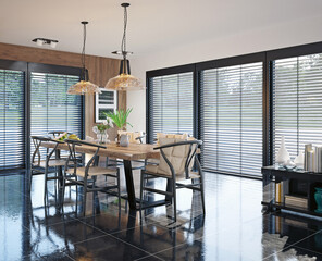 modern domestic dining room interior. - 776060383