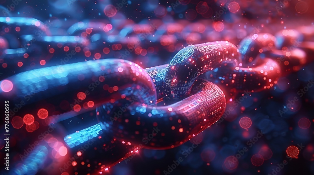 Poster Cryptocurrency mining, exchange, and peer-to-peer arbitration banner with digital blocks of financial data. Abstract fintech background. Blockchain technology.
