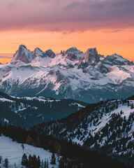 A breathtaking view of the Dolomites mountain
