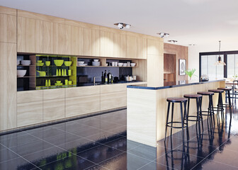 modern domestic kitchen interior.