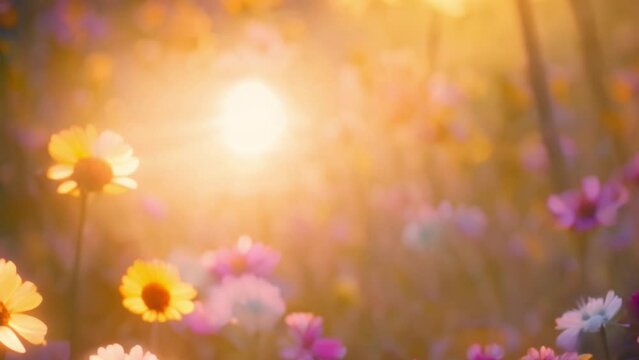 video the charm of the beautiful sunset in the flower garden
