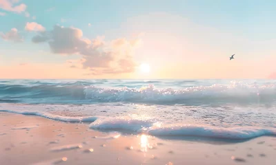 Crédence de cuisine en verre imprimé Coucher de soleil sur la plage A beautiful sunset with white sand beach and clean water. Holiday summer beach background.