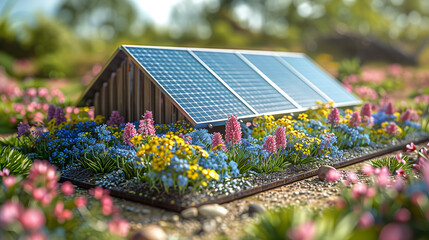 Design element. Solar farm Eco system Planning. 3d flat design.