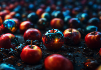 With hues ranging from red to green, a vibrant apple is a feast for the eyes. - obrazy, fototapety, plakaty