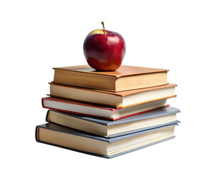 Book with apple with back to school concept on transparent background
