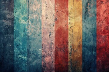 Geometric forms dance across a vintage-themed abstract backdrop