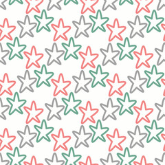 Abstract vector seamless pattern with star. Cute doodle print for kids. For print, web, home decor, fashion, surface, graphic design. Vector illustration