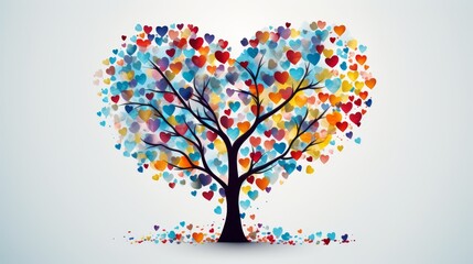 Naklejka premium Colorful tree with heart shaped leaves