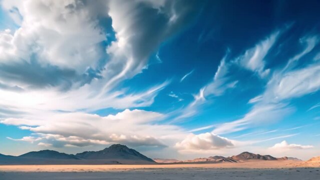 video vast desert landscape with blue sky