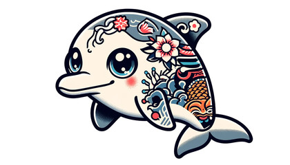 タトゥーの入ったイルカ | Dolphin with a tattoo | Generative Ai