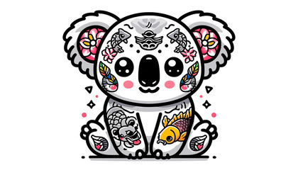 Obraz premium タトゥーの入ったコアラ | Koala with a tattoo | Generative Ai