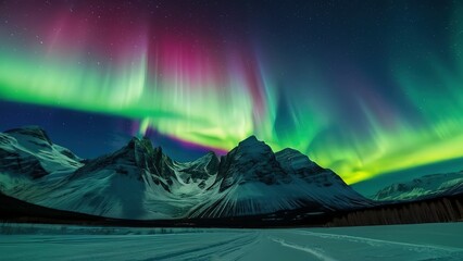 active splitting aurora borealis arc - obrazy, fototapety, plakaty