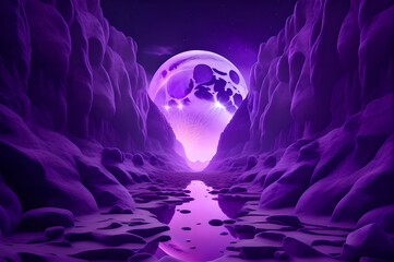 purple color abstract landscape view of moon background wallpaper