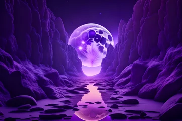 Foto op Aluminium purple color abstract landscape view of moon background wallpaper © Ivanda