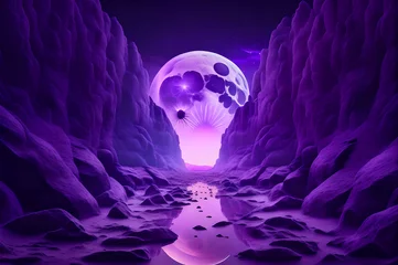 Deurstickers purple color abstract landscape view of moon background wallpaper © Ivanda