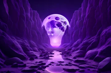 Deurstickers purple color abstract landscape view of moon background wallpaper © Ivanda