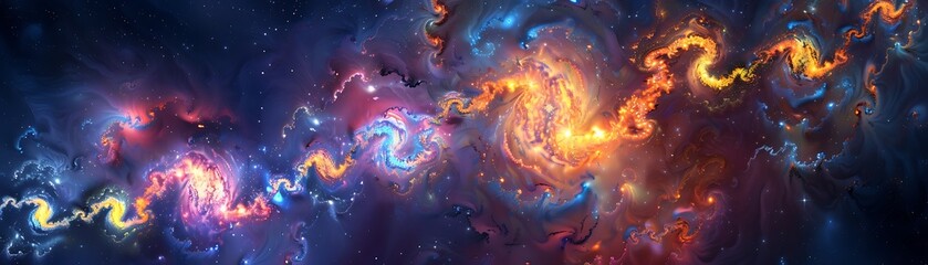 Fractal Galaxy, Abstract Art Meets Cosmic Flames in Stunning Design - obrazy, fototapety, plakaty