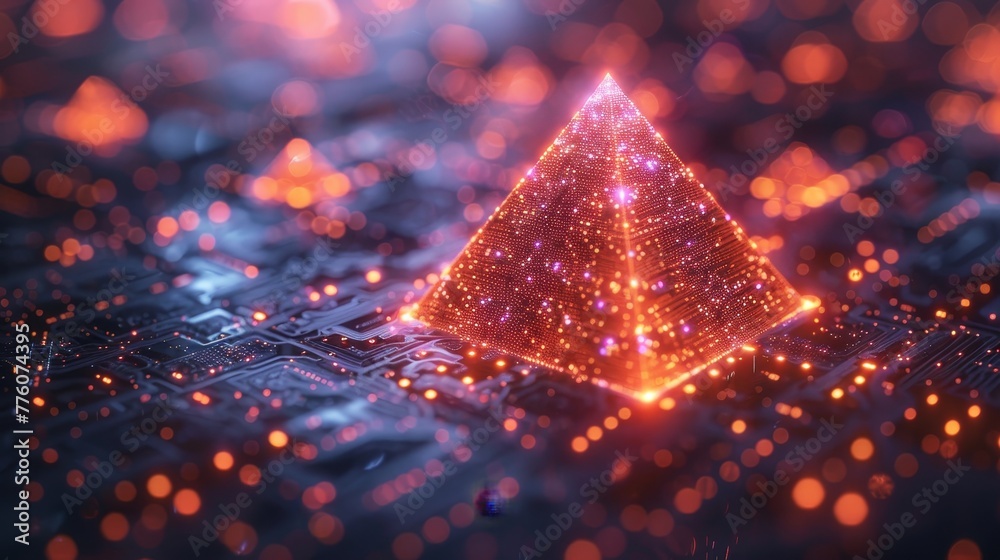 Poster Isometric blockchain fintech concept. Cryptocurrency mining technology. Blockchain-based online crypto exchange. Mining, transactions Digital Money. Big Data analysis.