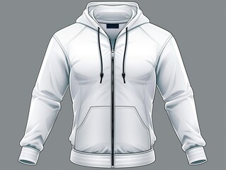 A white hoodie with a zipper on the front - 776075385
