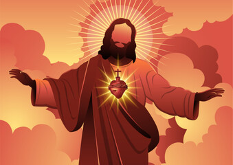 The sacred heart of Jesus catholic vector illustration