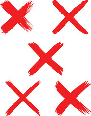 Red cross sign set. Wrong mark collection. Red cross X symbol. Red grunge X icon. Cross brush signs - stock vector.