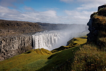 Majestic Icelandic nature, powerful Dettifoss waterfall and interesting geological formations of Jokulsargljufur canyon