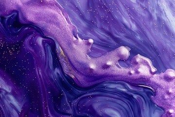 bstract purple and blue glitter background with liquid paint waves and golden sparkles. Luxury...