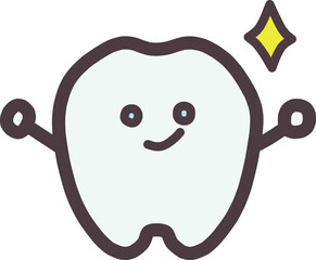 歯をデフォルメしたかわいいキャラクターが決め顔で笑っているイラスト